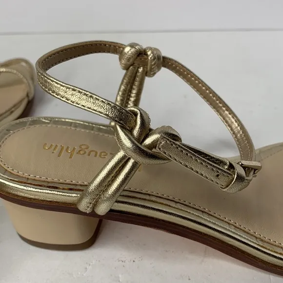 J. McLaughlin Helena metallic gold leather toe ring dress sandals