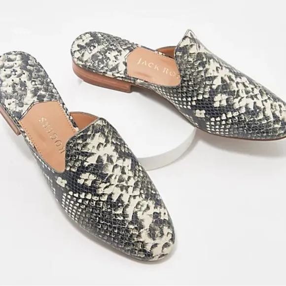 Jack Rogers Size 6.5 • Slip-On Mules Delaney Snake Print Flats.