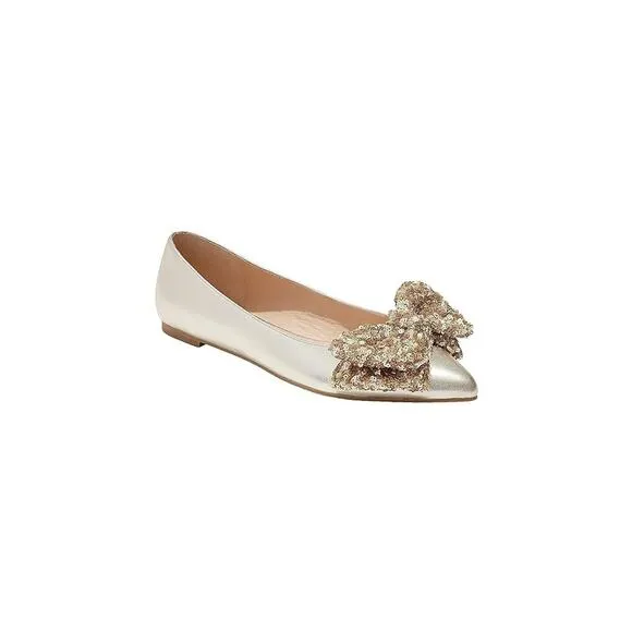 Jack Rogers Women's Debra Ballet-Leather/Sequins Flats, Platinum Size 6.5M