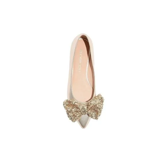 Jack Rogers Women's Debra Ballet-Leather/Sequins Flats, Platinum Size 6.5M