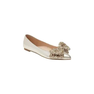 Jack Rogers Women's Debra Ballet-Leather/Sequins Flats, Platinum Size 6.5M