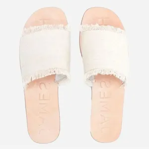 JAMES SMITH Denim Fray Slides in Sand Size 37