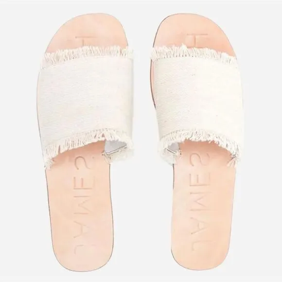 JAMES SMITH Denim Fray Slides in Sand Size 37