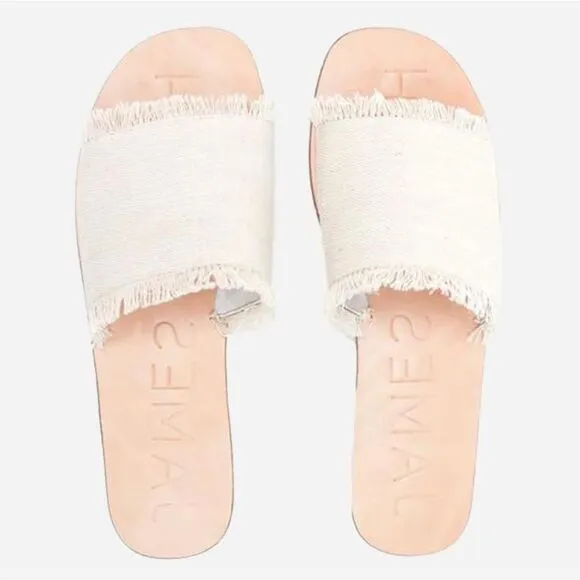 JAMES SMITH Denim Fray Slides in Sand Size 37