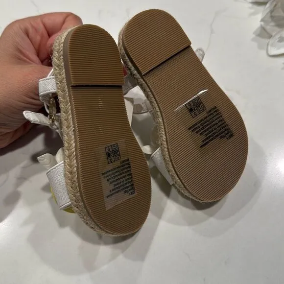 Janie &amp; Jack Gingham Lemon Sandal in White &amp; Yellow Size 5