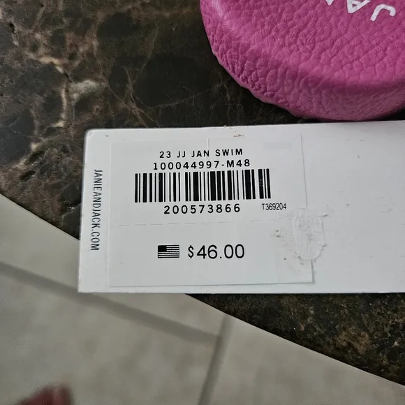 Janie and Jack pink floral swim sandals 7 NWT
