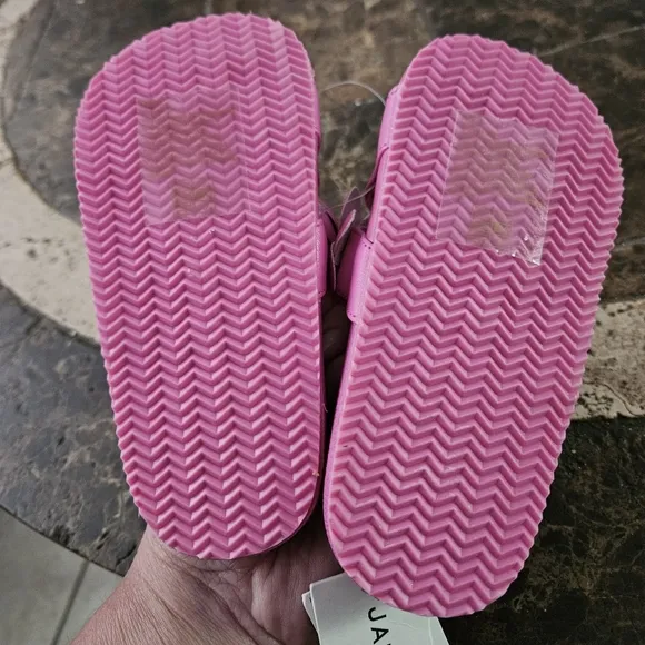 Janie and Jack pink floral swim sandals 7 NWT