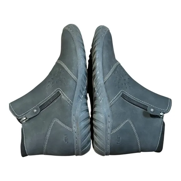 JBU Paulina Water Resistant Leather Ankle Boots Black Comfort Women Size 9.5
