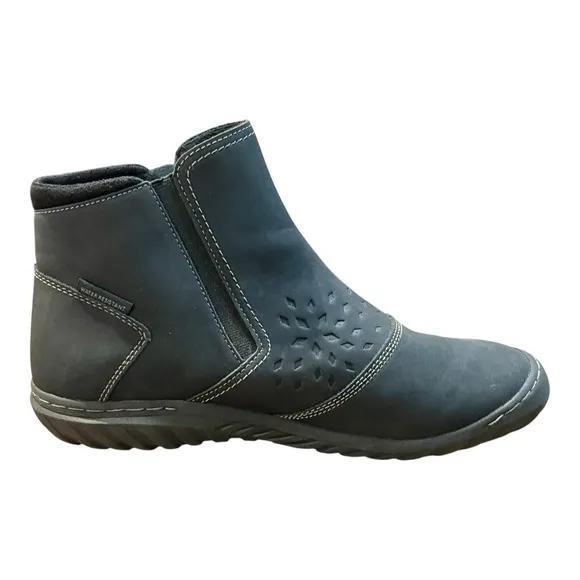 JBU Paulina Water Resistant Leather Ankle Boots Black Comfort Women Size 9.5