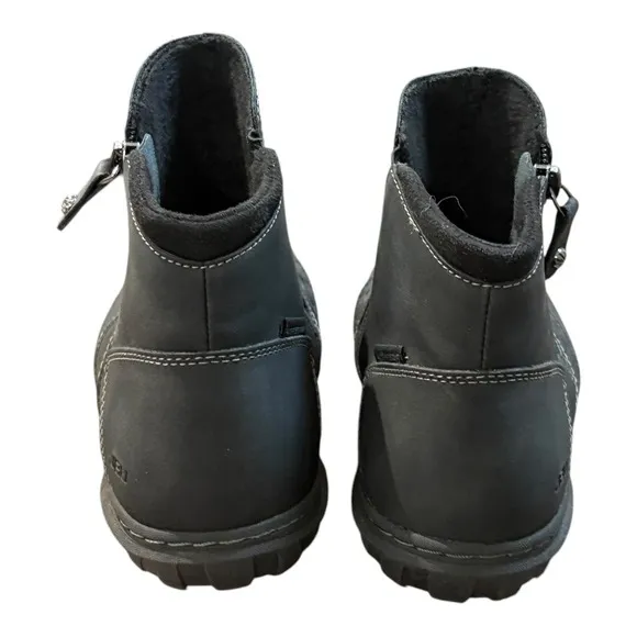 JBU Paulina Water Resistant Leather Ankle Boots Black Comfort Women Size 9.5