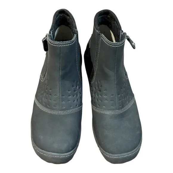 JBU Paulina Water Resistant Leather Ankle Boots Black Comfort Women Size 9.5