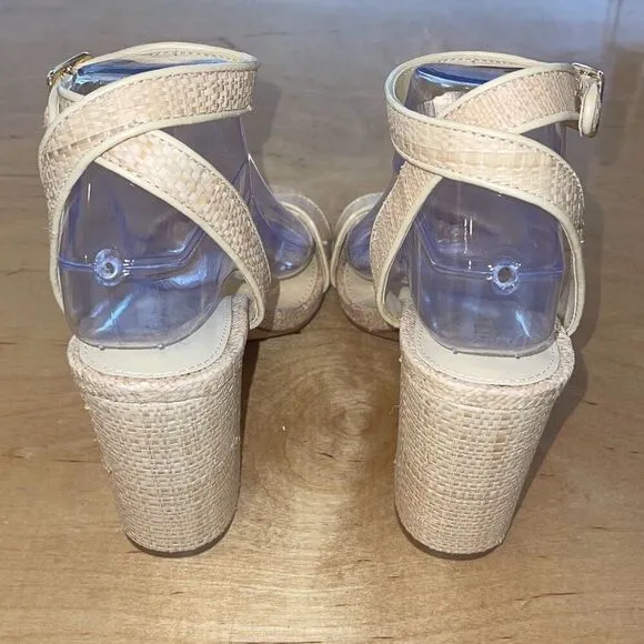 J.Crew Womens Wickerish Square Heel Sandals Tan Size 8.5 NWOT