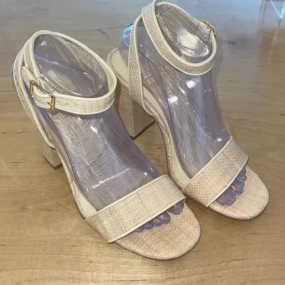 J.Crew Womens Wickerish Square Heel Sandals Tan Size 8.5 NWOT