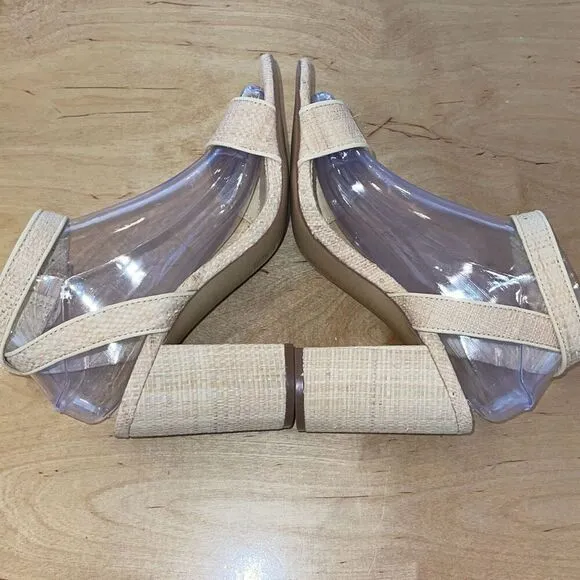 J.Crew Womens Wickerish Square Heel Sandals Tan Size 8.5 NWOT