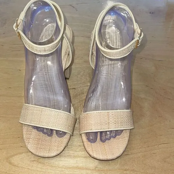 J.Crew Womens Wickerish Square Heel Sandals Tan Size 8.5 NWOT