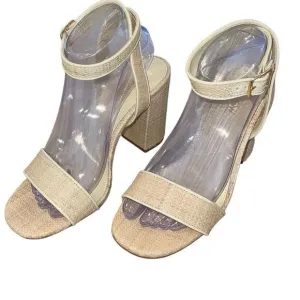 J.Crew Womens Wickerish Square Heel Sandals Tan Size 8.5 NWOT