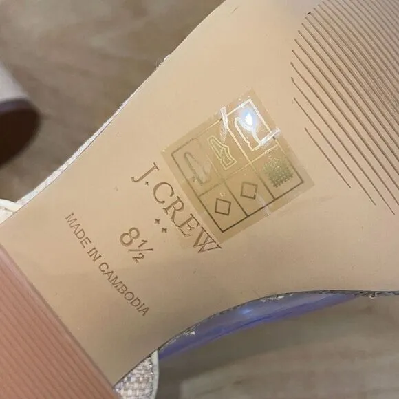 J.Crew Womens Wickerish Square Heel Sandals Tan Size 8.5 NWOT