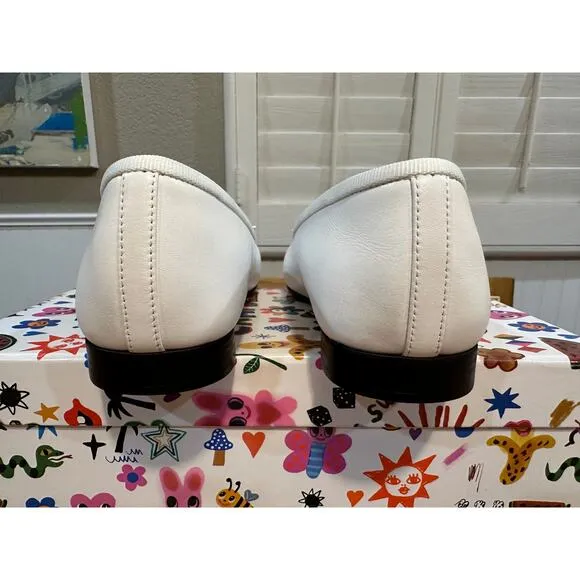 Jeffrey Campbell Arabesque Ballet Flats White Black Leather Size 7.5 NIB Preppy