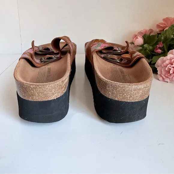 Jeffrey Campbell Aurelia Brown Floral Suede Buckle Strap Platform Sandal