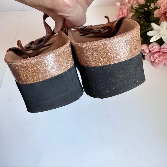 Jeffrey Campbell Aurelia Brown Floral Suede Buckle Strap Platform Sandal