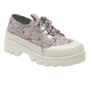 Jeffrey Campbell B2School BlueFloral Fabric Platform LaceUp Lug Sole Size 8