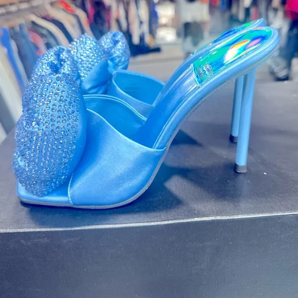 JEFFREY CAMPBELL Bow-Down J Satin and Cristal . New no box