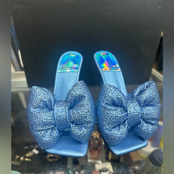 JEFFREY CAMPBELL Bow-Down J Satin and Cristal . New no box