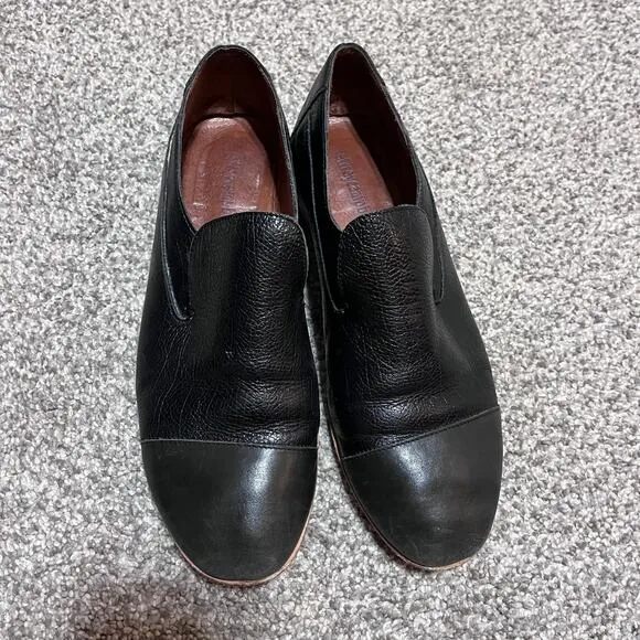 Jeffrey Campbell Bryant Cap Toe Black Leather Loafers Women's 9.5
