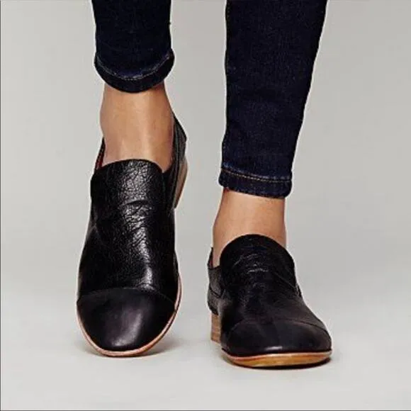 Jeffrey Campbell Bryant Cap Toe Black Leather Loafers Women's 9.5