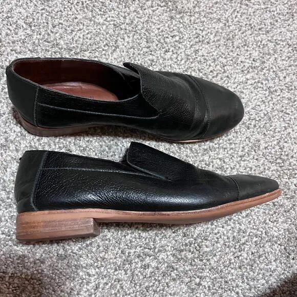 Jeffrey Campbell Bryant Cap Toe Black Leather Loafers Women's 9.5