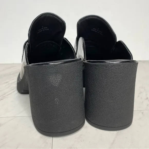 Jeffrey Campbell Kerri Black Patent Leather Heeled Loafer Mule 11