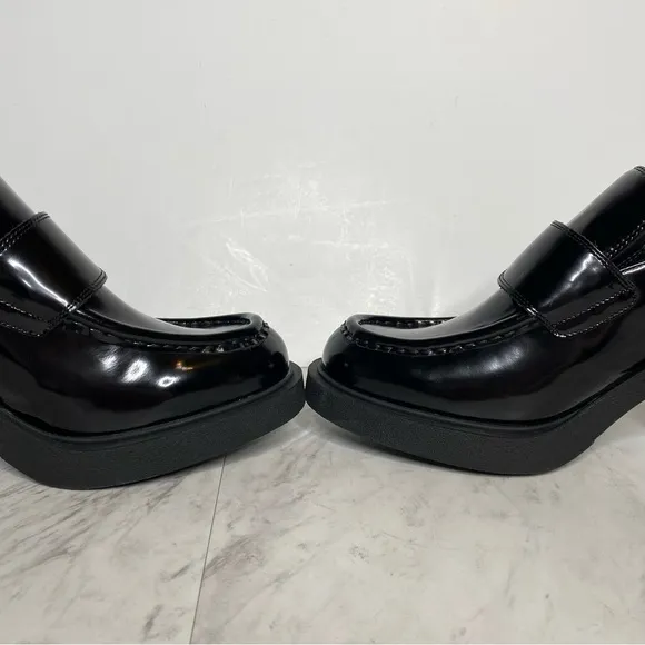 Jeffrey Campbell Kerri Black Patent Leather Heeled Loafer Mule 11