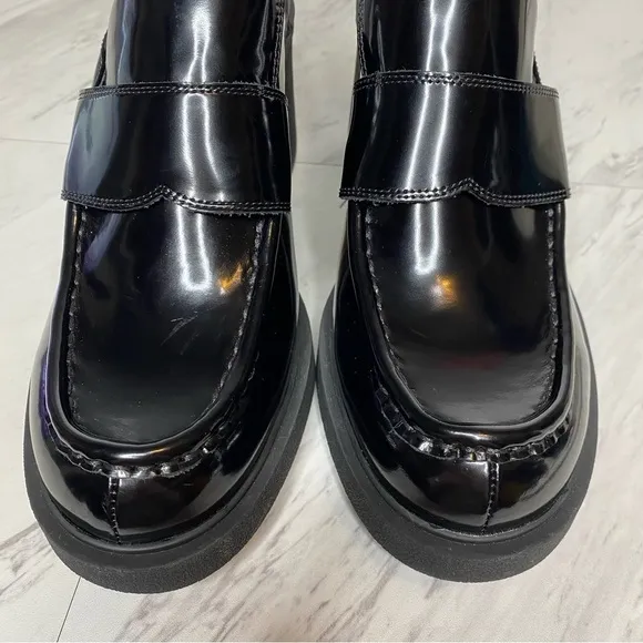 Jeffrey Campbell Kerri Black Patent Leather Heeled Loafer Mule 11