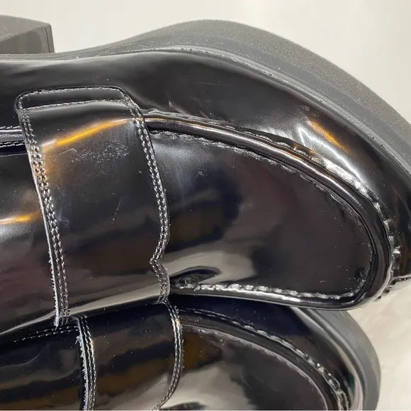 Jeffrey Campbell Kerri Black Patent Leather Heeled Loafer Mule 11