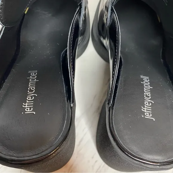 Jeffrey Campbell Kerri Black Patent Leather Heeled Loafer Mule 11