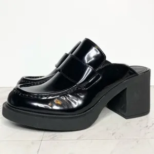 Jeffrey Campbell Kerri Black Patent Leather Heeled Loafer Mule 11