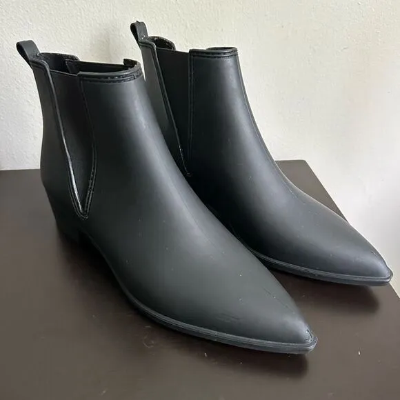 Jeffrey Campbell Mist Rain Boots Matte Black Pointed Toe size 10