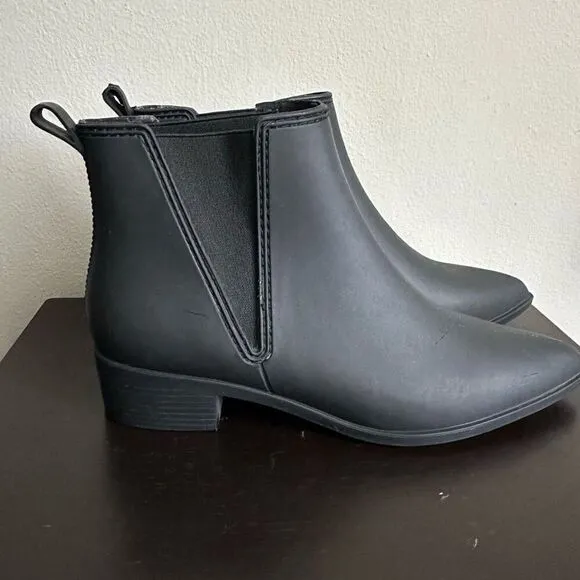 Jeffrey Campbell Mist Rain Boots Matte Black Pointed Toe size 10
