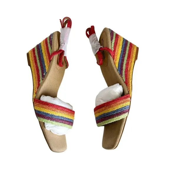 Jeffrey Campbell On-Board Rainbow Strappy Espadrille Wedge Sandals Size 9.5