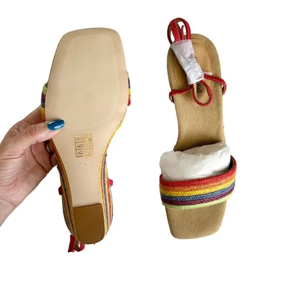 Jeffrey Campbell On-Board Rainbow Strappy Espadrille Wedge Sandals Size 9.5
