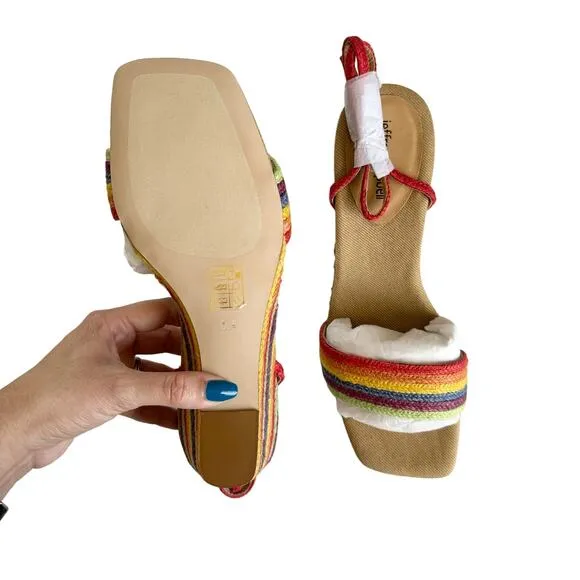 Jeffrey Campbell On-Board Rainbow Strappy Espadrille Wedge Sandals Size 9.5