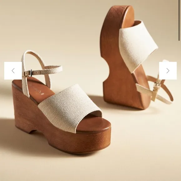 Jeffrey Campbell On Deck Wooden Wedge Platform Sandals