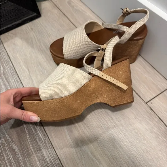 Jeffrey Campbell On Deck Wooden Wedge Platform Sandals
