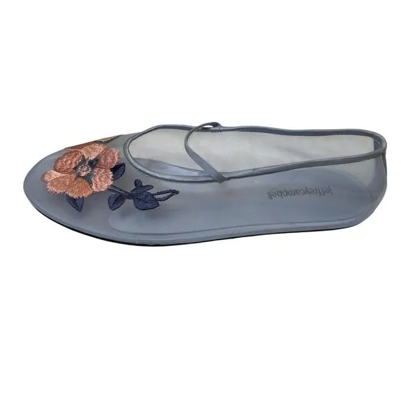 Jeffrey Campbell Swan Flower Embroidered Ballet Flats Ballerina Coquette Sz 9