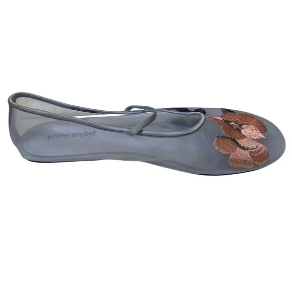 Jeffrey Campbell Swan Flower Embroidered Ballet Flats Ballerina Coquette Sz 9