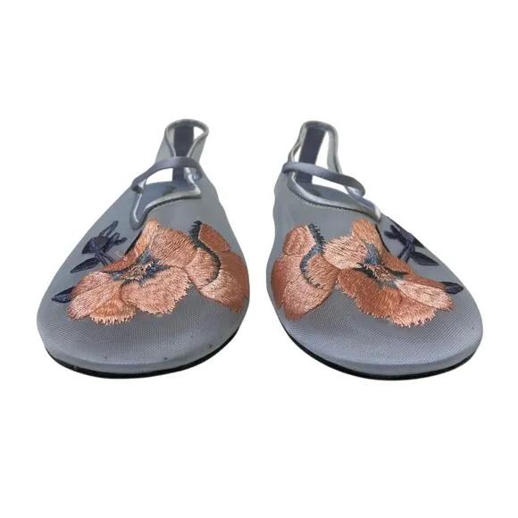 Jeffrey Campbell Swan Flower Embroidered Ballet Flats Ballerina Coquette Sz 9