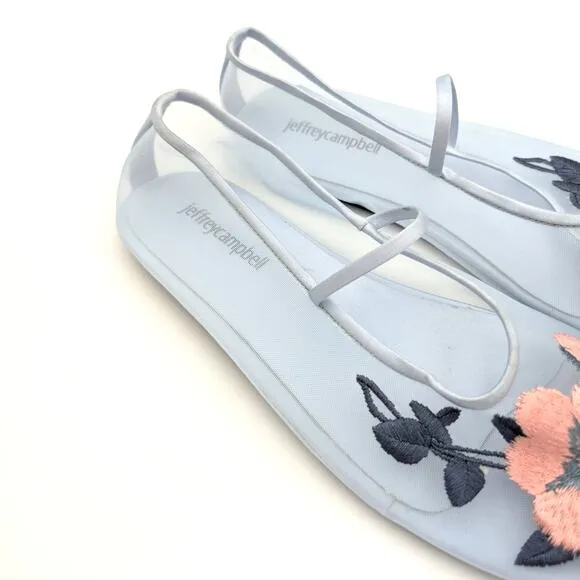 Jeffrey Campbell Swan Flower Mesh Mary Jane Flats Women's Blue Size US7.5