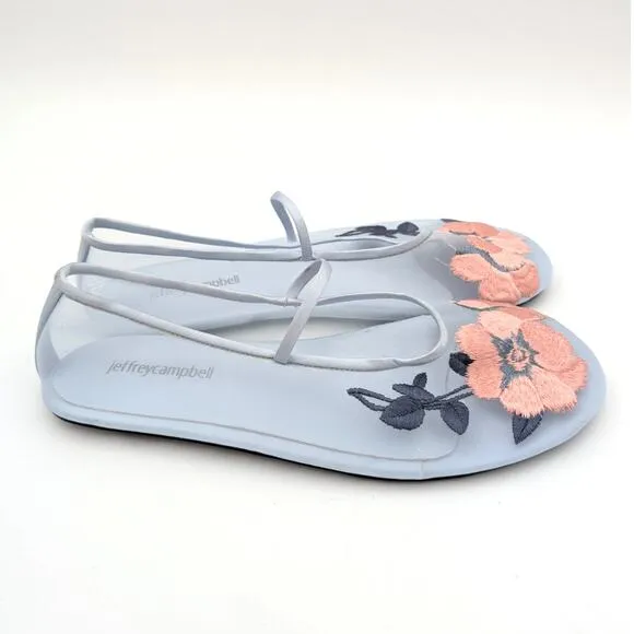 Jeffrey Campbell Swan Flower Mesh Mary Jane Flats Women's Blue Size US7.5