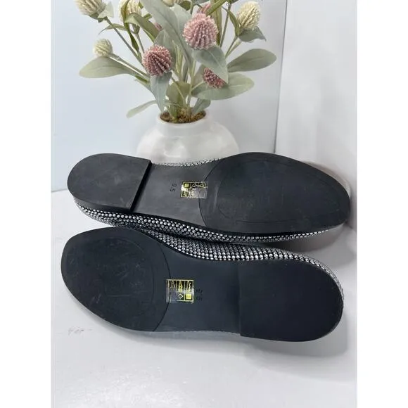 Jeffrey Campbell Velvet Embellished Apron Toe Loafers Black Women 9.5 Tried On