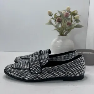 Jeffrey Campbell Velvet Embellished Apron Toe Loafers Black Women 9.5 Tried On